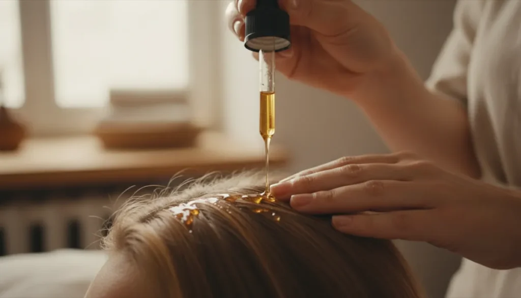 Applying regrowth hair oil stimulates circulation