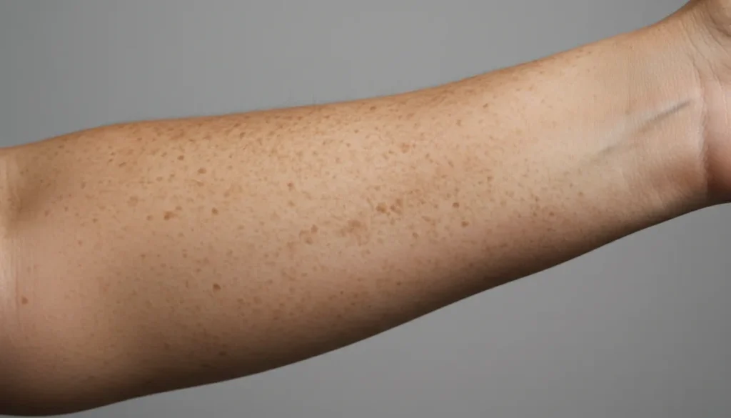 Visible hyperpigmentation on a forearm