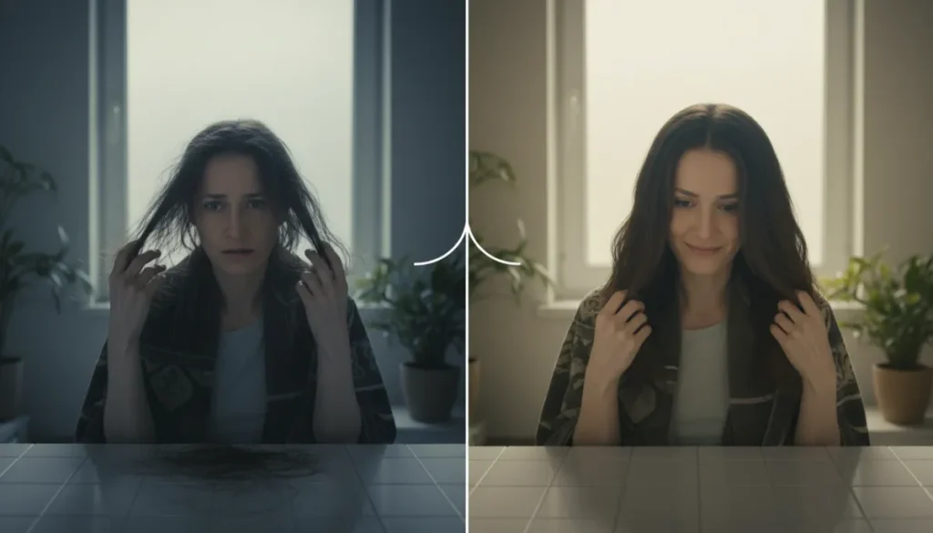 Hair shedding before and after treatment