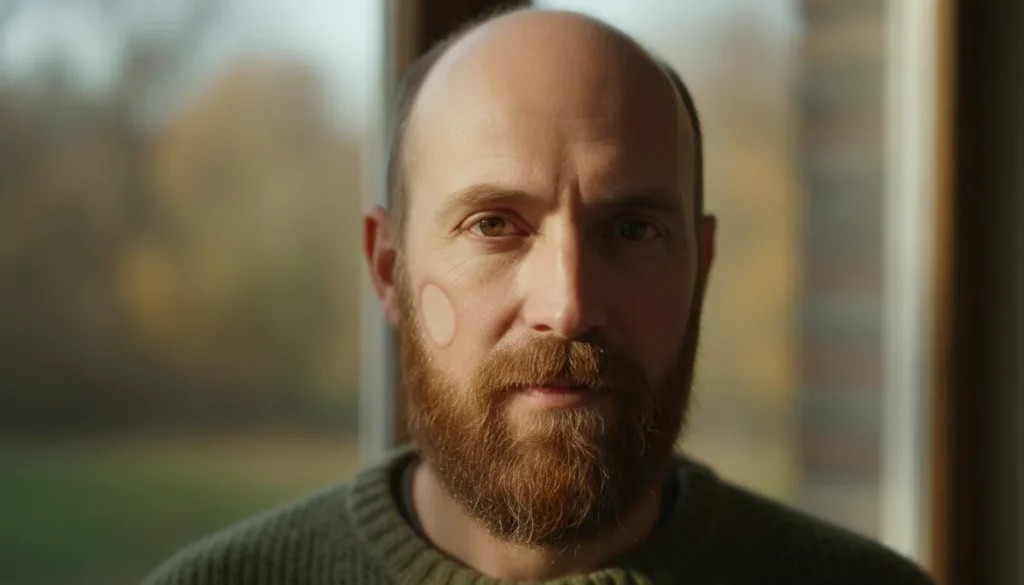 Typical presentation of facial alopecia