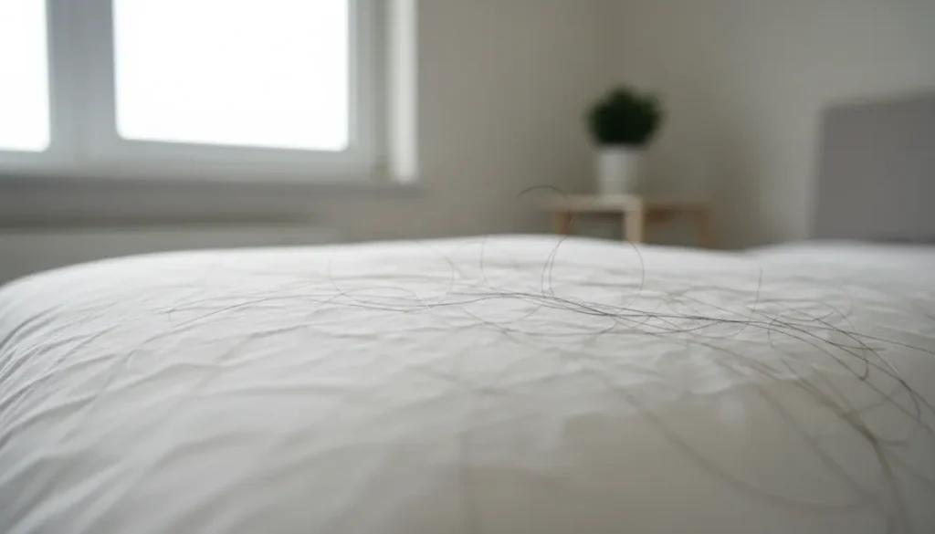 Typical daily hair shedding on a pillow